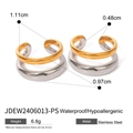Set orecchini a doppio strato in acciaio inossidabile bicolore oro 18k e argento - Clip per orecchio aperto a doppio strato-JDEW2406013-PS