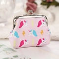 Pink coin purse with cute unicorn and lightning print and silver metal clasp closure - Lightning Unicorn