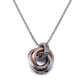 Elegante Halskette mit ineinandergreifenden Ringen in Roségold und Silber mit Diamant - Ineinandergreifender Trinity Roségold-Stil (KP59957)