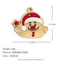 14K gold plated stainless steel snowman charm with red enamel hat and wand detail - Christmas Enamel Colorful Snowman - Gold