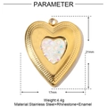 Technical drawing of a gold heart pendant with dimensions 21x17mm and 4.4g weight - Gold Large Heart Black Zirconia Enamel Style (YE692)