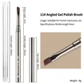 Silver metal #11 slanted UV gel nail brush with detailed dimensions and storage tube - 11# Slanted Phototherapy Brush