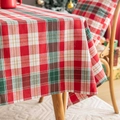 Classic red and green plaid Christmas tablecloth in cotton linen blend for holiday decor - Red And White Checkered (square) / 90*90cm
