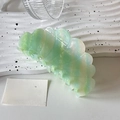 Elegante pinza de pelo de acetato jaspeado verde y blanco con forma de concha marina - 11.6cm / Azul verdoso