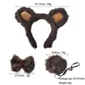 Three-piece brown plush bear accessory set including fuzzy ears headband, bowtie, and tail - Long Fur Bear Ears 3-Piece Set