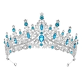 Detail of silver crown featuring blue teardrop crystals and clear rhinestone pavé - Silver & Lake Blue Crystal