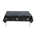 Détail de toiles d'araignées et d'araignées blanches sur nappe noire de Halloween - Toile d'araignée noire / 137*274cm