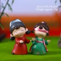 Chinese Tang Dynasty style bobblehead resin figurines set in red and green finish - Hide and Seek Ornament (1188-8D)