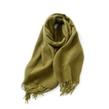 Olive green solid color tassel scarf made of soft cashmere-like warm fabric - No.17 Mustard Green