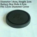 Black round wooden base 14cm for 12cm glass dome with 6.5cm battery box slot - Black Base / Black Base for 12CM Dome