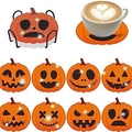 Halloween pumpkin diamond painting coaster set with 8 pieces and a black metal stand - XIN011 Halloween Pumpkin / No Stand/OPP Bag