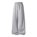 Men's relaxed fit grey straight leg sweatpants with elastic waist and drawstring cord - Light Gray