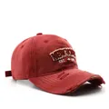 Gewaschene burgunderrote Baumwoll-Baseballkappe mit New York-Stickerei und Used-Look - Burgunderrot
