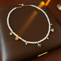 Baroque pearl necklace with colorful planet charms on dark leather background - 34# Gold-Pearl (4mm) Planet Pendant