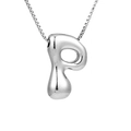 Bubble letter P pendant necklace in silver finish with stainless steel chain for women - Silver P
