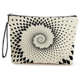 Borsa da trucco color crema con motivi geometrici neri a spirale e cerniera superiore - Motivo a Spirale a Rombi (Stile 2)