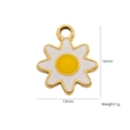 Daisy charm pendant in 14K gold stainless steel with white petals and yellow center - 19 Enamel Sun Daisy