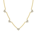 S925 sterling silver golden necklace featuring five elegant heart-shaped crystal pendants - Five Heart Pendants Style (DY190870)