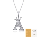 Sterling silver letter A necklace with crown and moissanite stones including GRA certificate - Letter A (with GRA Certificate)