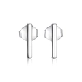 Pair of minimalist 925 sterling silver geometric bar stud earrings with polished metal finish - Minimalist Bar Studs