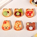 6 Stück süße Harzanhänger mit Katzen-Toast, Kaninchen-Keksen und Bären-Miniaturen - Gemischt
