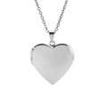 Collana con ciondolo a medaglione a cuore in argento lucido per foto in metallo liscio - Cuore Lucido / 50cm / Color Acciaio