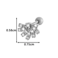 Silver stainless steel fan-shaped cartilage stud with white cubic zirconia and ball back - Fan-Shaped Style (024-3# Silver)