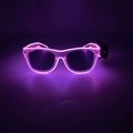 Pink LED light-up glasses with transparent lenses and black battery pack for parties - Wireless Style / Pink