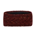 Detail of burgundy cable knit headband with warm thick fleece lining and colorful tweed yarn - Burgundy Speckled