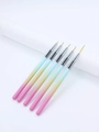 Set de 5 pinceaux de nail art avec manches dégradés macaron pour détails de précision - Lot de 5 Pinceaux de Lignes Dégradés / Dégradé Rose Jaune Bleu