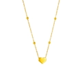 Minimalist gold beaded heart necklace with round spheres on a polished link chain - Necklace