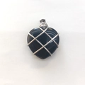 Barbie style heart pendant with black crystal stone and silver wire wrapping - Obsidian