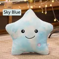 Star-shaped plush pillow in sky blue with white cloud patterns and embroidery - Sky Blue Star