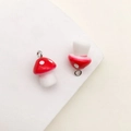 Realistic red mushroom charms with white polka dots for jewelry and keychain DIY making - 1pc Red Resin Mushroom (11x17mm)