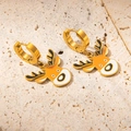 Christmas colorful reindeer hoop earrings with gold alloy and festive enamel finish - Reindeer Gold Earrings