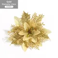 13cm gold glitter artificial poinsettia flower for Christmas tree decoration - Gold