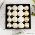16 pack of gold and cream Christmas ornaments with glitter and snowflake textures - White Gold