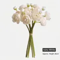 Ivory white artificial bridal flower bouquet with 26cm height and rustic jute twine wrap - Height approx 26cm / Autumn White