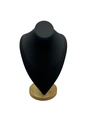 Elegant black velvet necklace display bust with natural wood base for jewelry shops - Black Leather