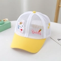 Berretto da baseball in rete per bambini giallo e bianco con ricamo a coniglio - Bambini (51-53CM) / Giallo