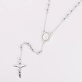 Collier chapelet argenté avec médaille de la Vierge Marie et pendentif croix - Style Médaille Vierge Marie - Argent