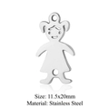Edelstahl Anhänger Mädchen Form, Silber DIY Schmuckzubehör, Größe 11,5x20mm - Profil Mädchen Anhänger (Pendant Only) (JA428-1-2)