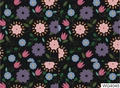 Water transfer nail sticker WG4045 featuring vintage floral patterns on black background - WG4045