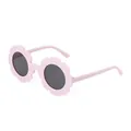 Cute light pink flower-shaped sunglasses for kids with grey lenses and matte finish - Lotus root pink