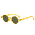 Retro double bridge round sunglasses with yellow frames and dark green lenses - Light Yellow Frame Dark Green Lens