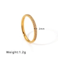 Detail of 2mm gold plated stainless steel ring with micro-pave cubic zirconia setting - US 6 / Gold