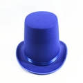 Close-up of a 20cm royal blue top hat with matching satin ribbon for party performances - Adult (Height 20cm/Circumference 61cm) / Sapphire Blue