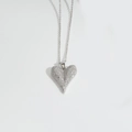 Silver love heart pendant necklace with shimmering pavé white zircon stones on white background - Small Heart (Silver)