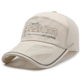 Creamy white breathable mesh baseball cap with stylish sports embroidery for outdoor sun protection - Adjustable / Khaki
