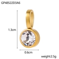 Detailed view of a gold-plated stainless steel birthstone pendant showing 1.3cm x 0.6cm size - Gp48522d3a6.(13cm*0.6cm)